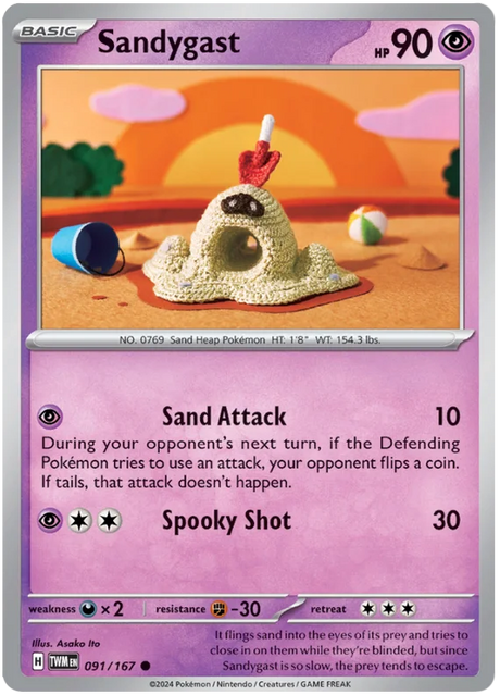 Sandygast Twilight Masquerade Pokemon Single 091/167