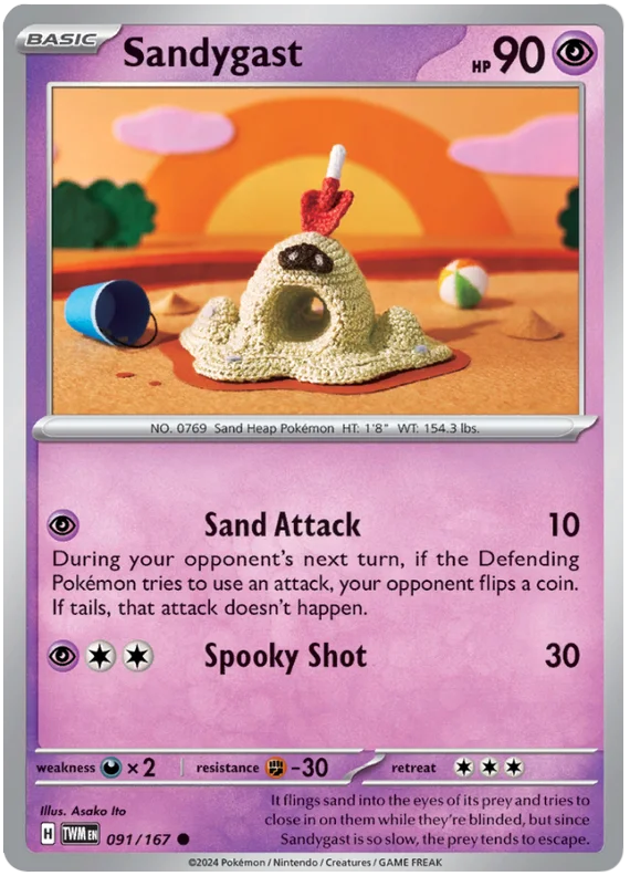 Sandygast Twilight Masquerade Pokemon Single 091/167