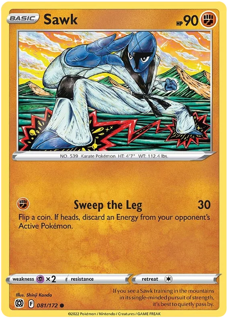 Sawk Brilliant Stars Pokemon Card Singles 081/172