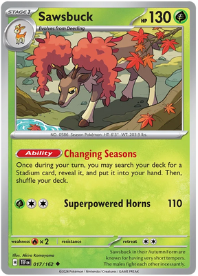 Sawsbuck Temporal Forces Pokemon Single 017/162