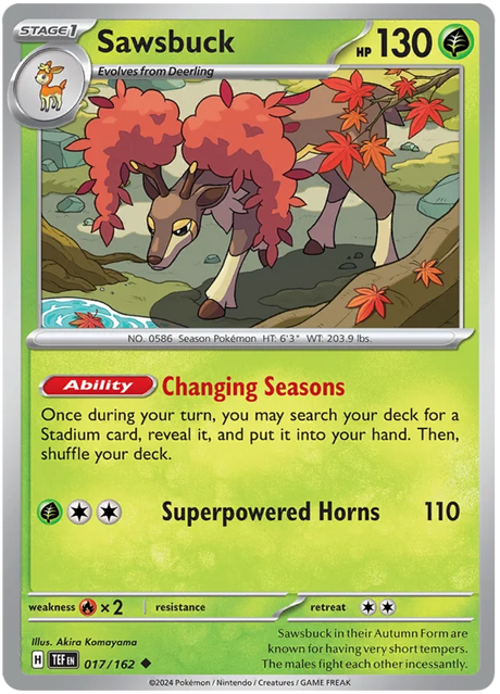 Sawsbuck Temporal Forces Pokemon Single 017/162