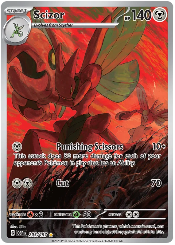 Scizor Illustration Rare Obsidian Flames Single Pokemon Card