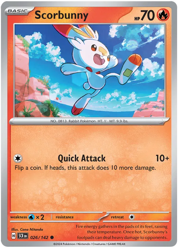 Scorbunny Stellar Crown Pokemon Single Card 026/142