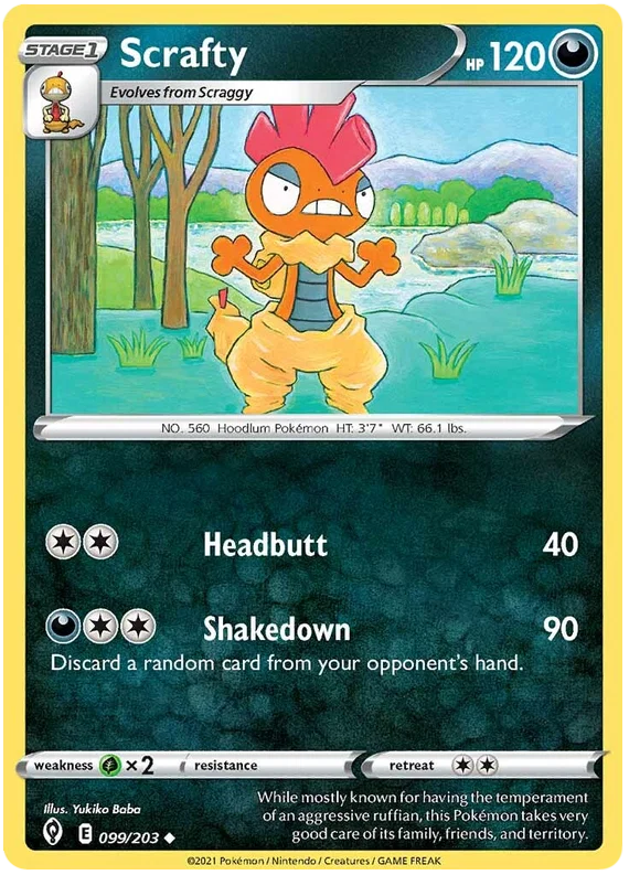 Scrafty 099/203 - Pokemon TCG Evolving Skies card