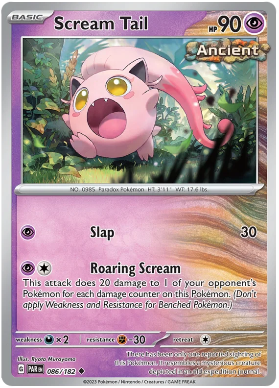 Scream Tail Paradox Rift Single Pokemon Card 086/182