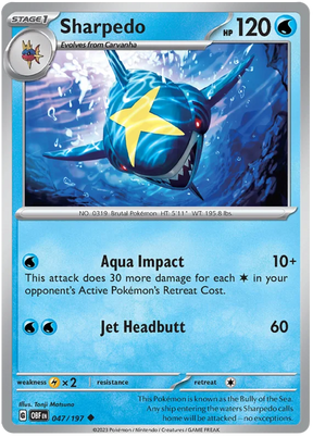 Sharpedo Obsidian Flames Single Pokemon Card