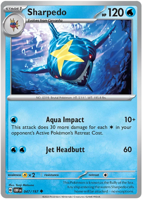 Sharpedo Obsidian Flames Single Pokemon Card
