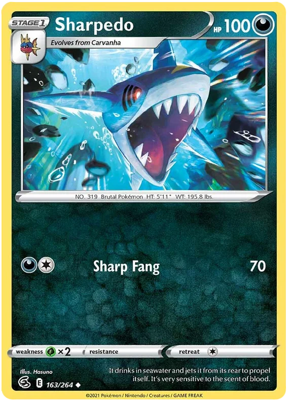Sharpedo Fusion Strike Pokemon Card Singles 163/264