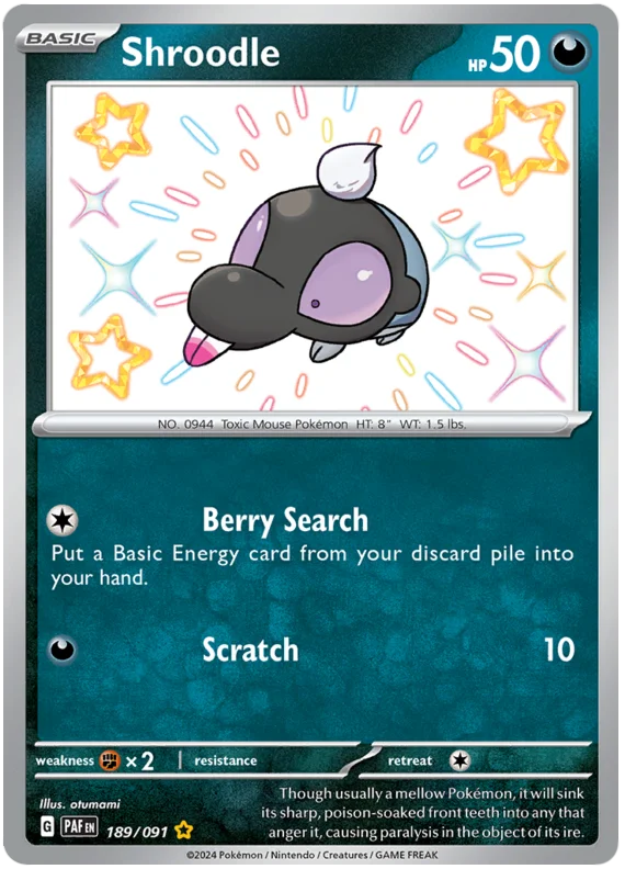 Shroodle Paldean Fates Pokemon Card Single 189/091