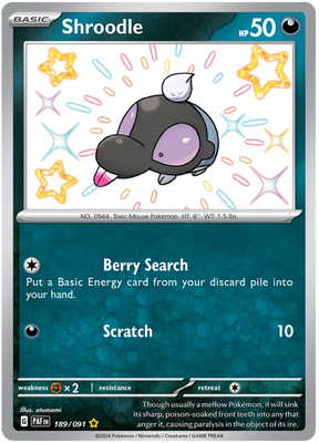 Shroodle Paldean Fates Pokemon Card Single 189/091