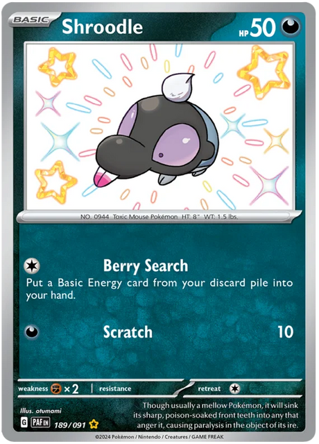 Shroodle Paldean Fates Pokemon Card Single 189/091