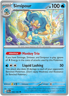Simipour Paradox Rift Single Pokemon Card 042/182