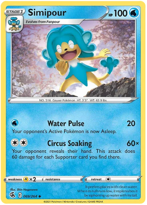 Simipour Fusion Strike Pokemon Card Singles 069/264