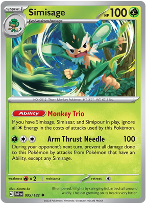 Simisage Paradox Rift Single Pokemon Card 005/182