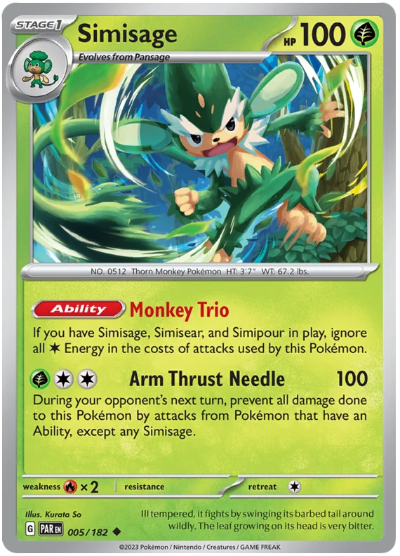 Simisage Paradox Rift Single Pokemon Card 005/182