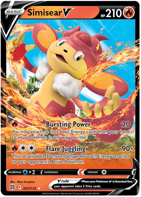 Simisear V Brilliant Stars Pokemon Card Singles 027/172