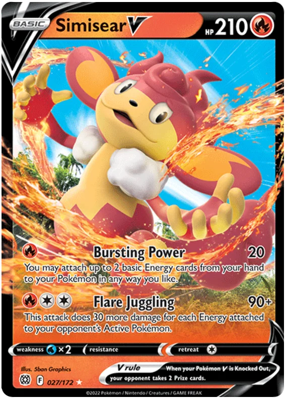 Simisear V Brilliant Stars Pokemon Card Singles 027/172