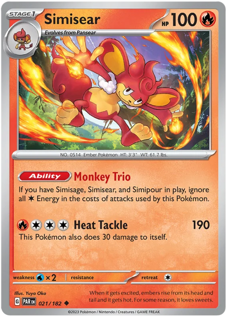 Simisear Paradox Rift Single Pokemon Card 021/182