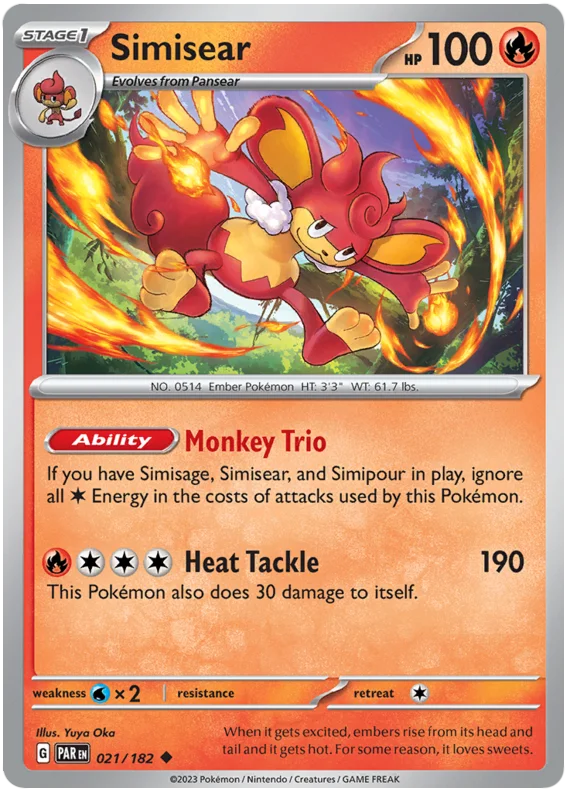 Simisear Paradox Rift Single Pokemon Card 021/182