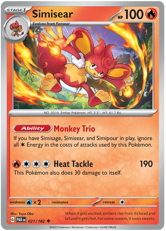 Simisear Paradox Rift Single Pokemon Card 021/182 – Favorite Hobby