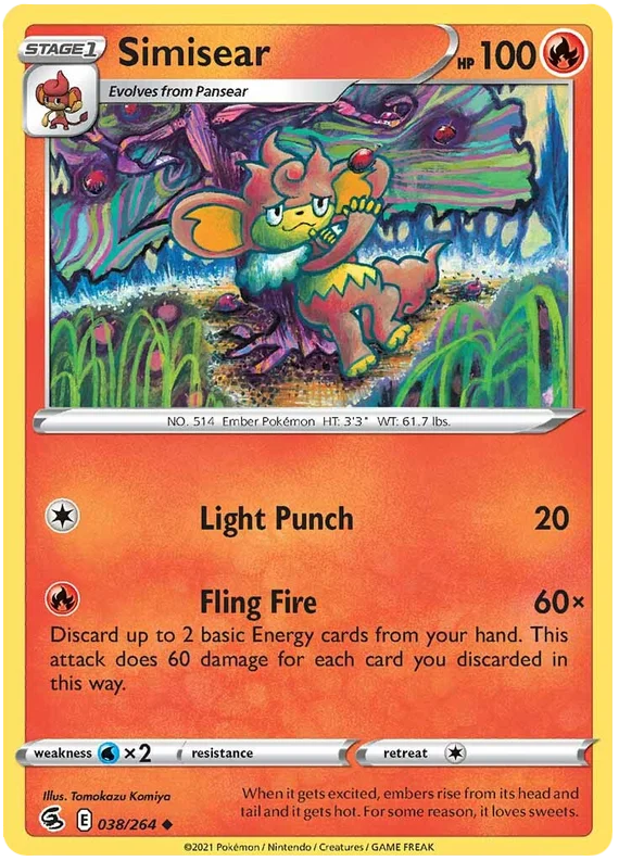 Simisear Fusion Strike Pokemon Card Singles 038/264