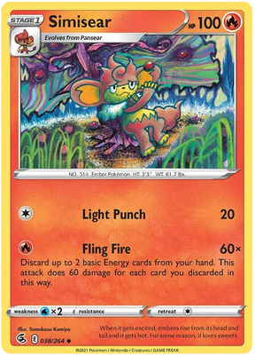 Simisear Fusion Strike Pokemon Card Singles 038/264