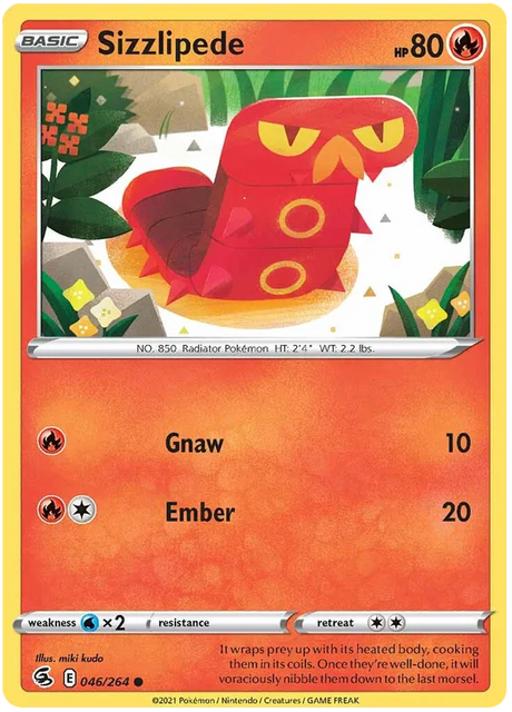 Sizzlipede Fusion Strike Pokemon Card Singles 046/264