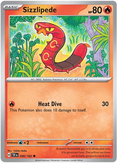 Sizzlipede Temporal Forces Pokemon Single 036/162