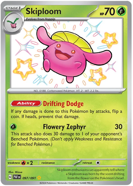 Skiploom Paldean Fates Pokemon Card Single 097/091