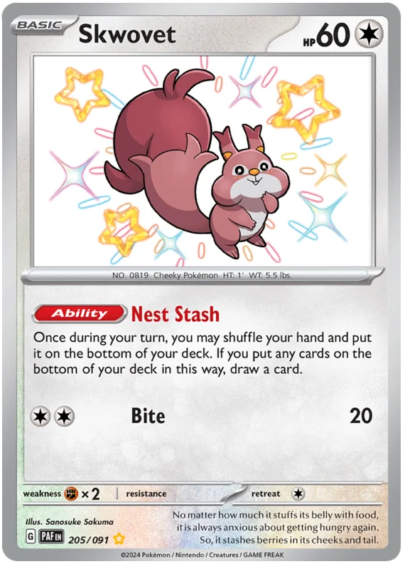 Skwovet Paldean Fates Pokemon Card Single 205/091