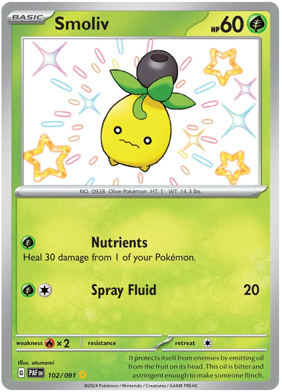 Smoliv Paldean Fates Pokemon Card Single 102/091