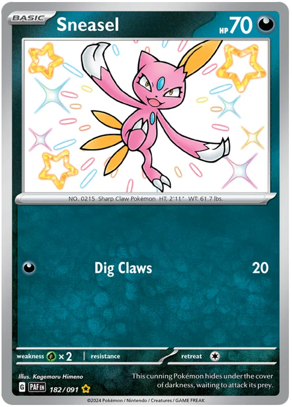 Sneasel Paldean Fates Pokemon Card Single 182/091