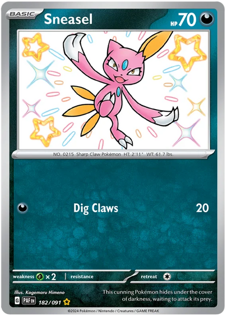 Sneasel Paldean Fates Pokemon Card Single 182/091