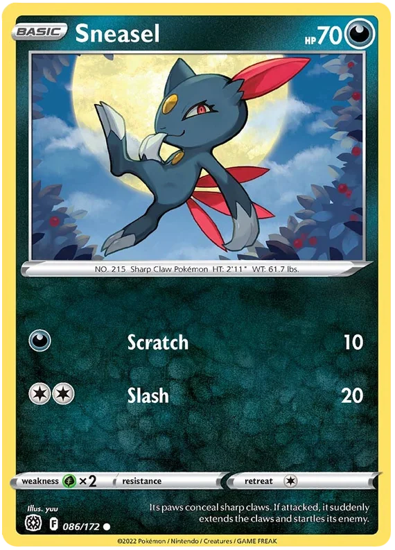 Sneasel Brilliant Stars Pokemon Card Singles 086/172