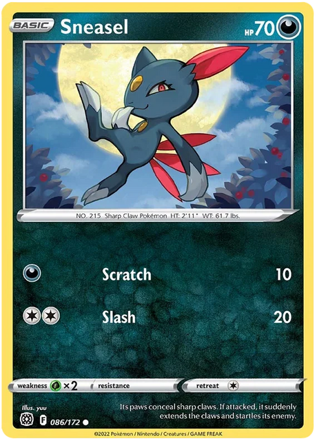 Sneasel Brilliant Stars Pokemon Card Singles 086/172