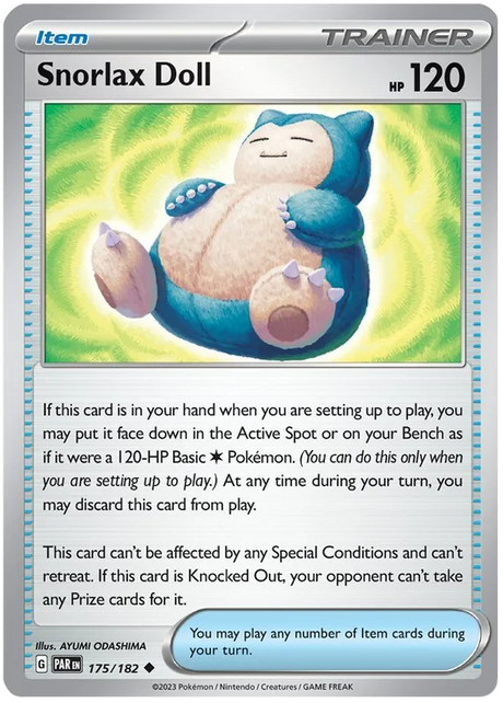 Snorlax Doll Paradox Rift Single Pokemon Card 175/182