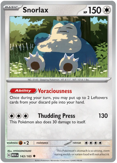 Snorlax 151 Single Pokemon Card