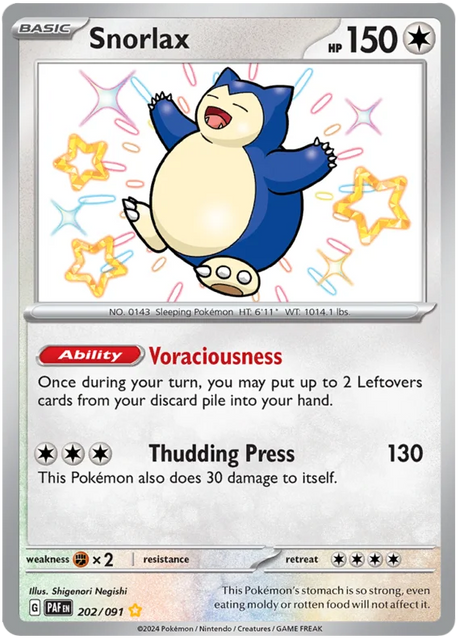Snorlax Paldean Fates Pokemon Card Single 202/091