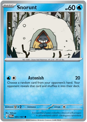 Snorunt Twilight Masquerade Pokemon Single 051/167