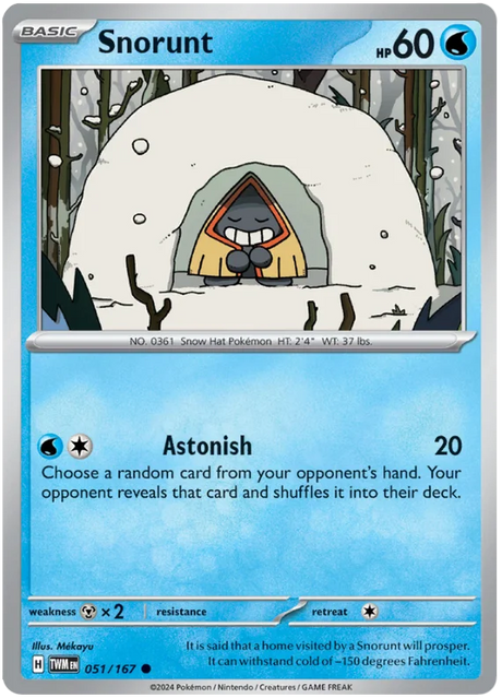 Snorunt Twilight Masquerade Pokemon Single 051/167