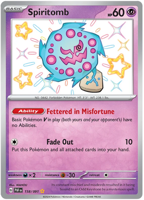 Spiritomb Paldean Fates Pokemon Card Single 158/091