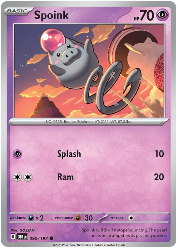 Spoink Obsidian Flames Single Pokemon Card