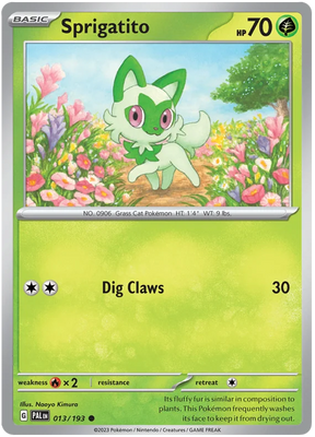 Sprigatito 013 Paldea Evolved Single Pokemon Card