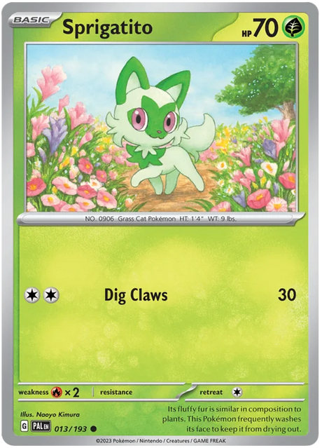Sprigatito 013 Paldea Evolved Single Pokemon Card