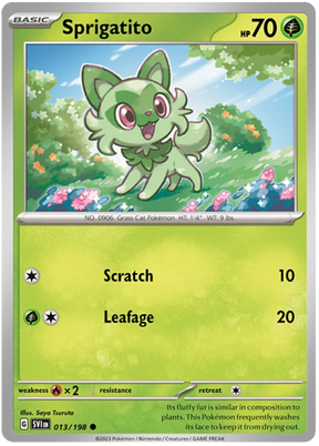 Sprigatito Scarlet & Violet Base Set Pokemon Card Single