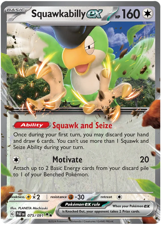 Squawkabilly ex Paldean Fates Pokemon Card Single 075/091