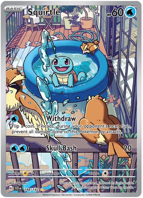 Squirtle Illustration Rare Stellar Crown Pokemon Single Card 148/142