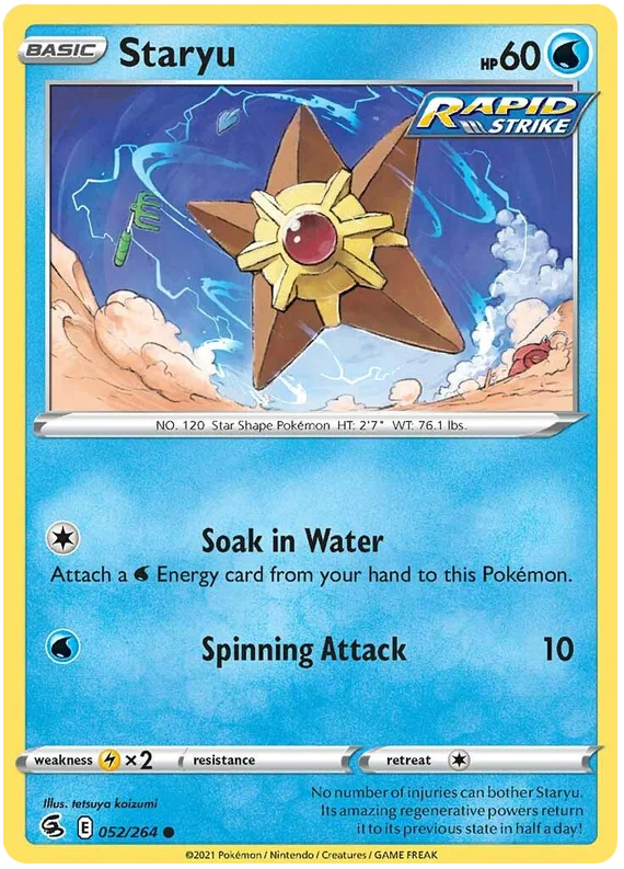 Staryu Fusion Strike Pokemon Card Singles 052/264