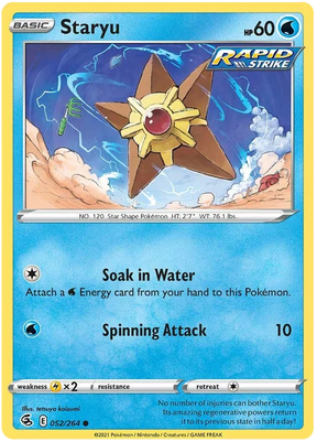 Staryu Fusion Strike Pokemon Card Singles 052/264