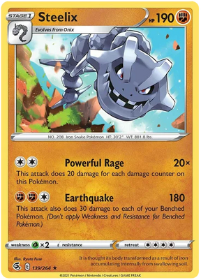 Steelix Fusion Strike Pokemon Card Singles 139/264